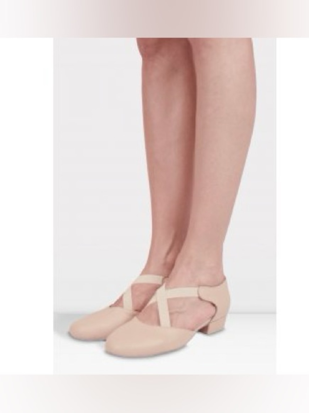 Sansha Nude Leather Cross-Strap Low Block Heel Dance Practice Grecian Sandals 7